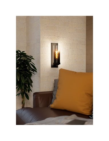 Lámpara/Aplique de Pared TOOTHILL de vidrio vaporizado negro transparente E27 (No incl.)