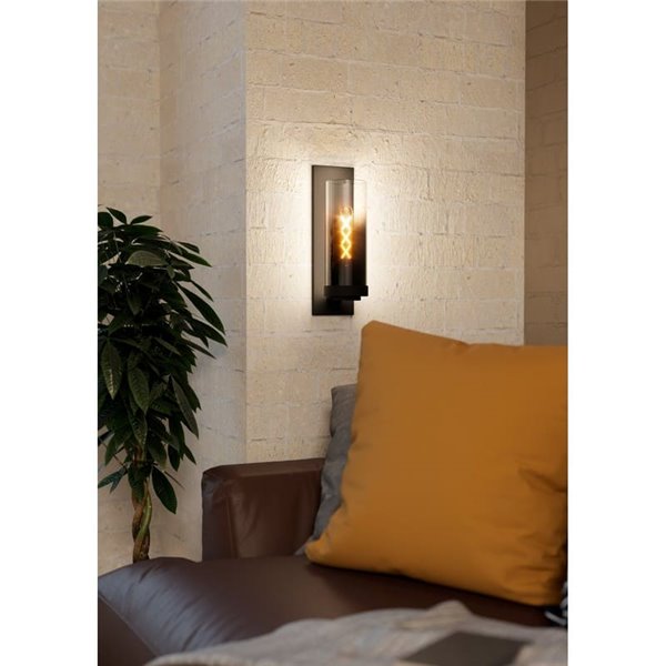 Lámpara/Aplique de Pared TOOTHILL de vidrio vaporizado negro transparente E27 (No incl.)