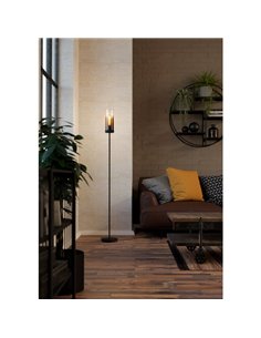 Lampadaire avec abat-jour en verre vaporisé noir transparent TOOTHILL E27 (Non incl.) 2