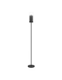 Lampadaire avec abat-jour en verre vaporisé noir transparent TOOTHILL E27 (Non incl.)