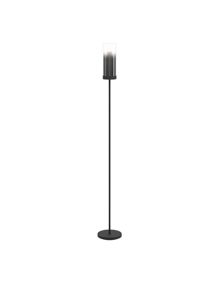 Lámpara de pie con patalla de vidrio vaporizado negro transparente TOOTHILL E27 (No incl.)