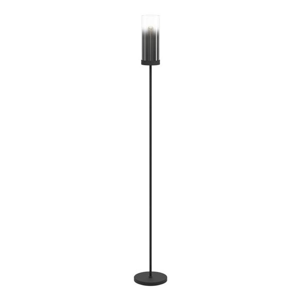 Lampadaire avec abat-jour en verre vaporisé noir transparent TOOTHILL E27 (Non incl.)