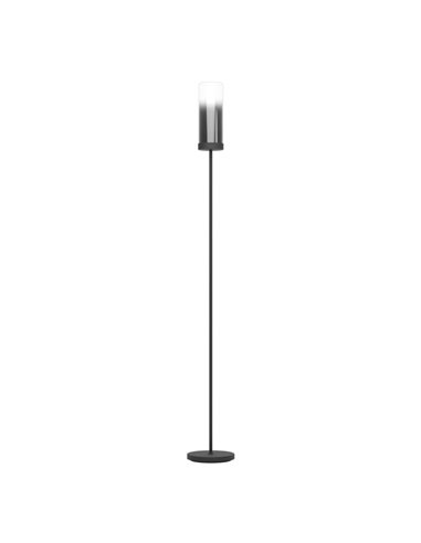Lámpara de pie con patalla de vidrio vaporizado negro transparente TOOTHILL E27 (No incl.)