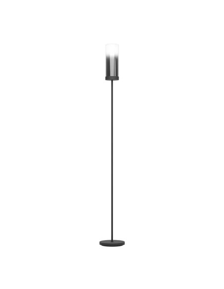 Lámpara de pie con patalla de vidrio vaporizado negro transparente TOOTHILL E27 (No incl.)
