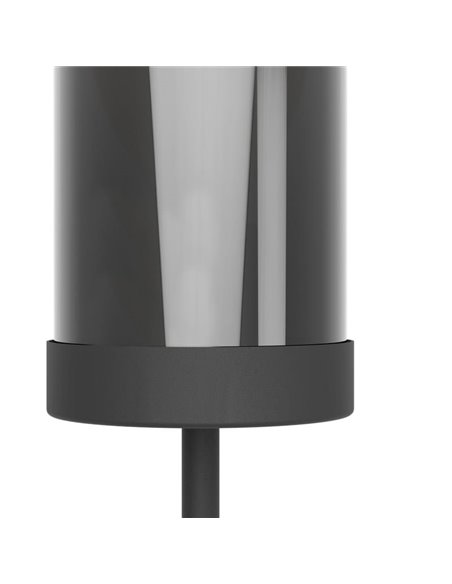 Lámpara de pie con patalla de vidrio vaporizado negro transparente TOOTHILL E27 (No incl.)