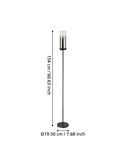 Lámpara de pie con patalla de vidrio vaporizado negro transparente TOOTHILL E27 (No incl.)
