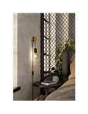 Aplique de pared con bombilla colgante e interruptor BUDDON de macera y acero negro, E27 H:2600mm