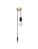 Aplique de pared con bombilla colgante e interruptor BUDDON de macera y acero negro, E27 H:2600mm