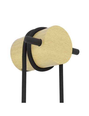 Applique murale avec ampoule suspendue et interrupteur BUDDON en macéra et acier noir, E27 H:2600mm