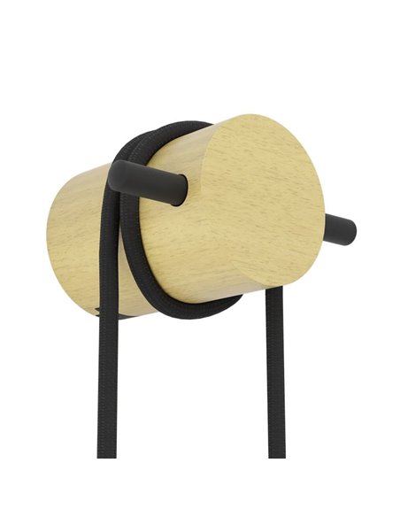 Applique murale avec ampoule suspendue et interrupteur BUDDON en macéra et acier noir, E27 H:2600mm