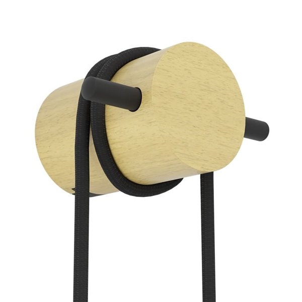 Aplique de pared con bombilla colgante e interruptor BUDDON de macera y acero negro, E27 H:2600mm