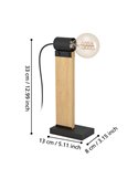 Lámpara de mesa vintage de madera y acero café, BAILRIGG E27 H330mm
