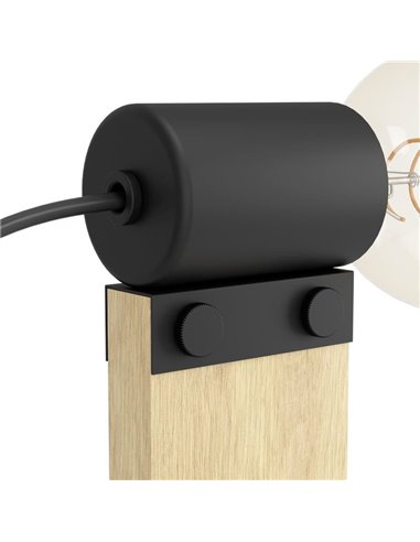 Lampe de table vintage en bois de café et acier, BAILRIGG E27 H330mm