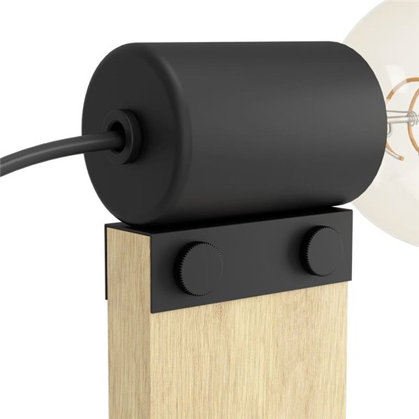 Lampe de table vintage en bois de café et acier, BAILRIGG E27 H330mm