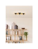 Lámpara de Techo vintage madera y acero negro BAILRIGG, 3xE27 