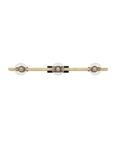 Lámpara de Techo vintage madera y acero negro BAILRIGG, 3xE27 