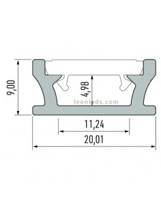 Perfil Empotrable en el suelo de Aluminio -Tipo TERRA- 2M 2
