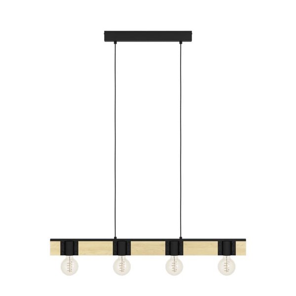 Lámpara Vintage de techo colgante madera y acero BAILRIGG, 4XE27