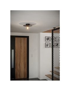 Plafón o Aplique cilíndrico de vidrio gris LINTMILL E27 Ø300mm  2