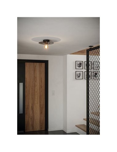 Plafon ou aplique cilíndrico de vidro cinza LINTMILL E27 Ø300mm