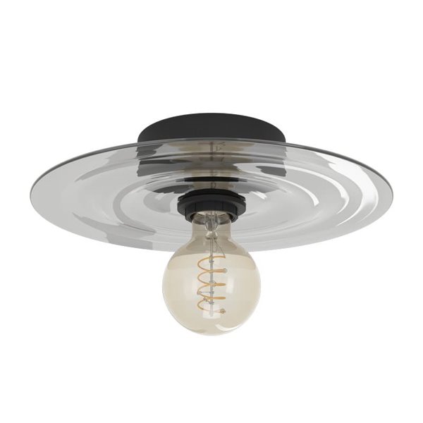 Plafonnier ou applique cylindrique en verre gris LINTMILL E27 Ø300mm