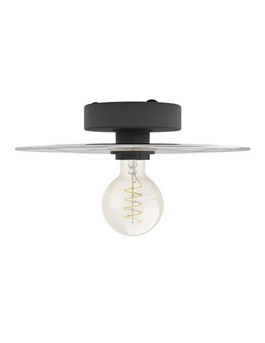 Plafonnier ou applique cylindrique en verre gris LINTMILL E27 Ø300mm