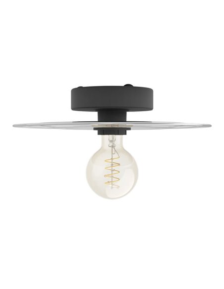 Plafón o Aplique cilíndrico de vidrio gris LINTMILL E27 Ø300mm 