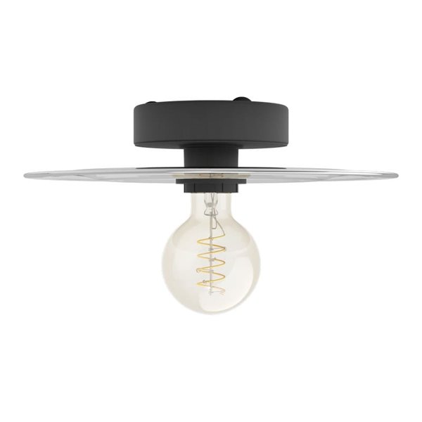 Plafón o Aplique cilíndrico de vidrio gris LINTMILL E27 Ø300mm 