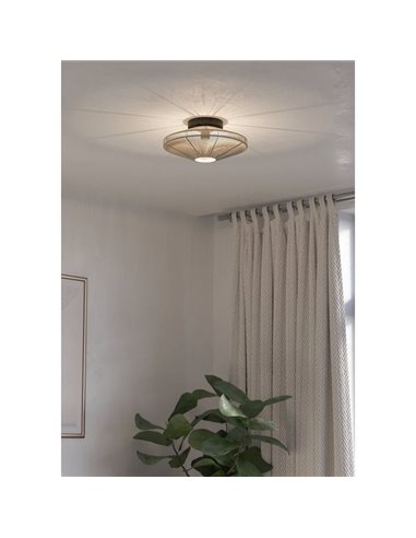 Plafón de techo elegante de textil crema MIDSUMER E27 (no incl.)