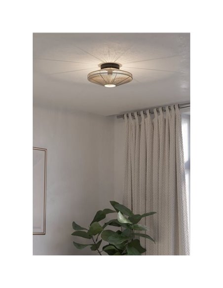 Plafonnier élégant en textile crème MIDSUMER E27 (non inclus)