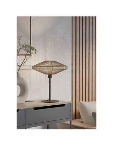 Lámpara de mesa elegante de acero y textil MIDSUMER Ø 380mm