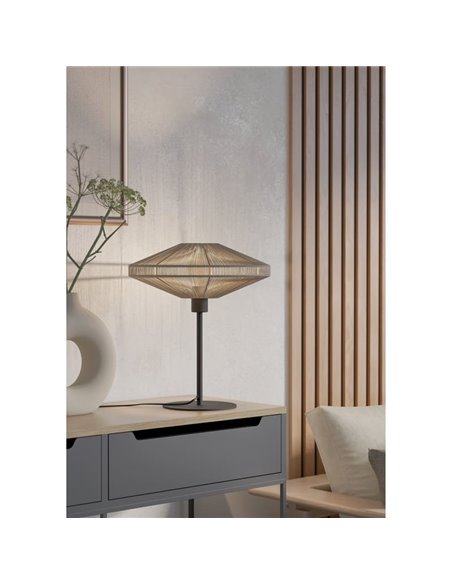 Lámpara de mesa elegante de acero y textil MIDSUMER Ø 380mm