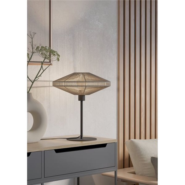 Lámpara de mesa elegante de acero y textil MIDSUMER Ø 380mm