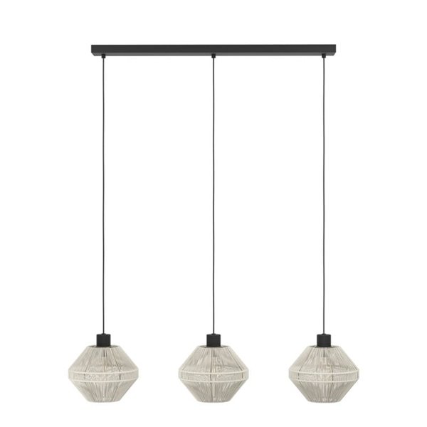 Lámpara de Techo Colgante de acero y textil crema MIDSUMER 3 Luces E27