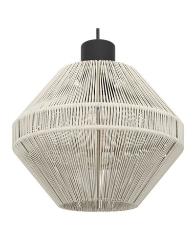 Lámpara de Techo Colgante de acero y textil crema MIDSUMER 3 Luces E27