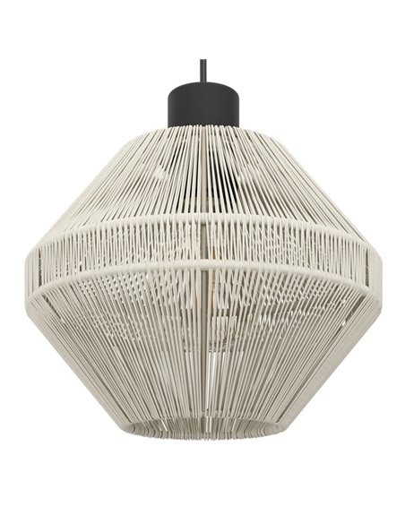 Lámpara de Techo Colgante de acero y textil crema MIDSUMER 3 Luces E27