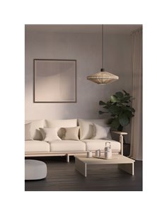 Elégant Plafonnier MIDSUMER en acier crème et textile 1 Lumière E27 2