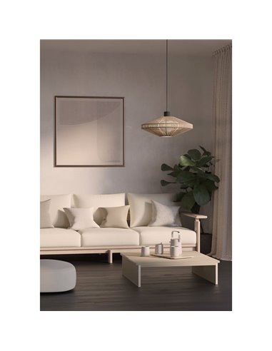 Lámpara de Techo elegante MIDSUMER crema de acero y textil 1 Luz E27