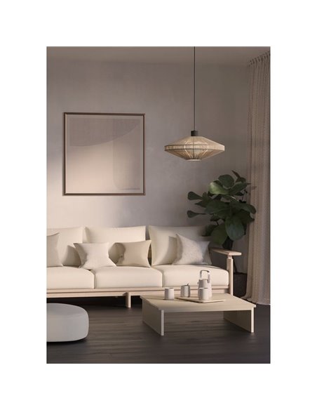 Lámpara de Techo elegante MIDSUMER crema de acero y textil 1 Luz E27