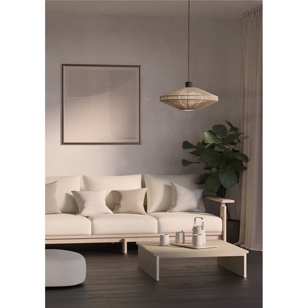 Elegante candeeiro de teto MIDSUMER em aço creme e tecido 1 luz E27