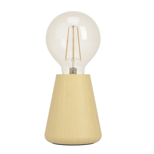 Lampe de table ASBY en bois clair avec interrupteur sur le câble E27 Ø85mm