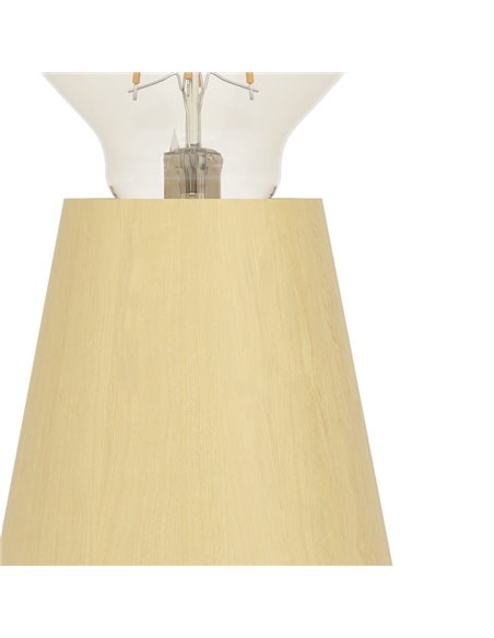 Lampe de table ASBY en bois clair avec interrupteur sur le câble E27 Ø85mm