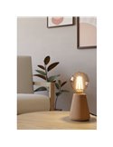 Lampe de table ASBY en bois clair avec interrupteur sur le câble E27 Ø85mm