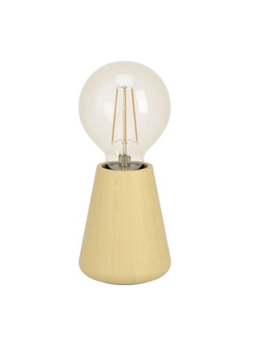 Lámpara de Sobremesa madera clara ASBY con interruptor en el cable E27  Ø85mm