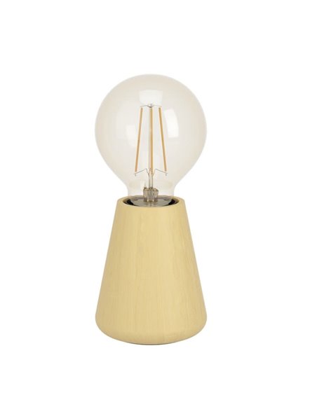 Lámpara de Sobremesa madera clara ASBY con interruptor en el cable E27  Ø85mm