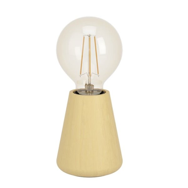 Lámpara de Sobremesa madera clara ASBY con interruptor en el cable E27  Ø85mm