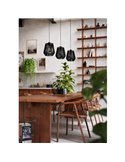 Lámpara de Techo colgante con 3 Luces PERSLEY de acero y pantalla de papel negro