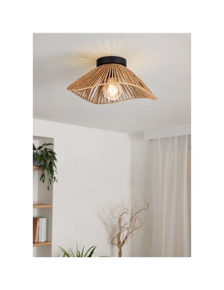 Luminária de teto com abajur de papel natural LAVISTER E27, Ø390mm