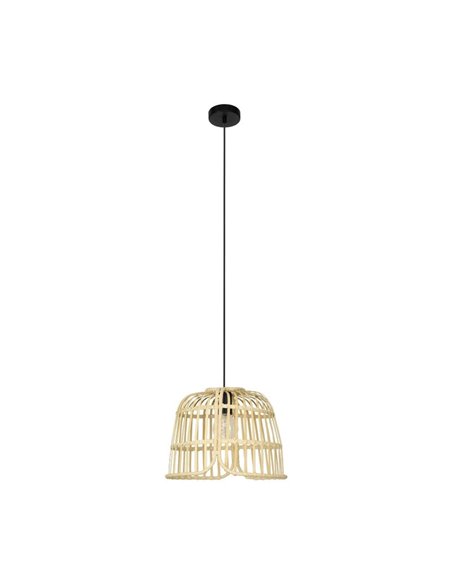 Lámpara colgante redonda con pantalla ratán natural GLYNEATH E27