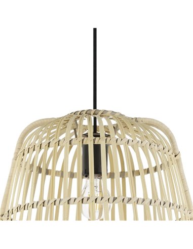 Lámpara colgante redonda con pantalla ratán natural GLYNEATH E27